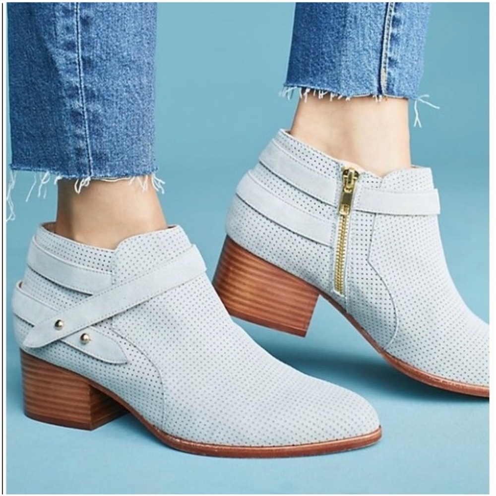 Anthro perforated wrap‎ ankle booties
